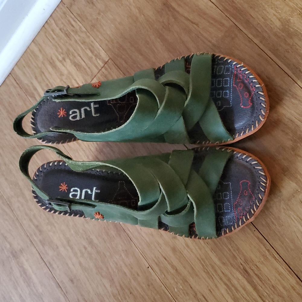 art Green Leather Women's Sandals Size 38 - Picture 6 of 15